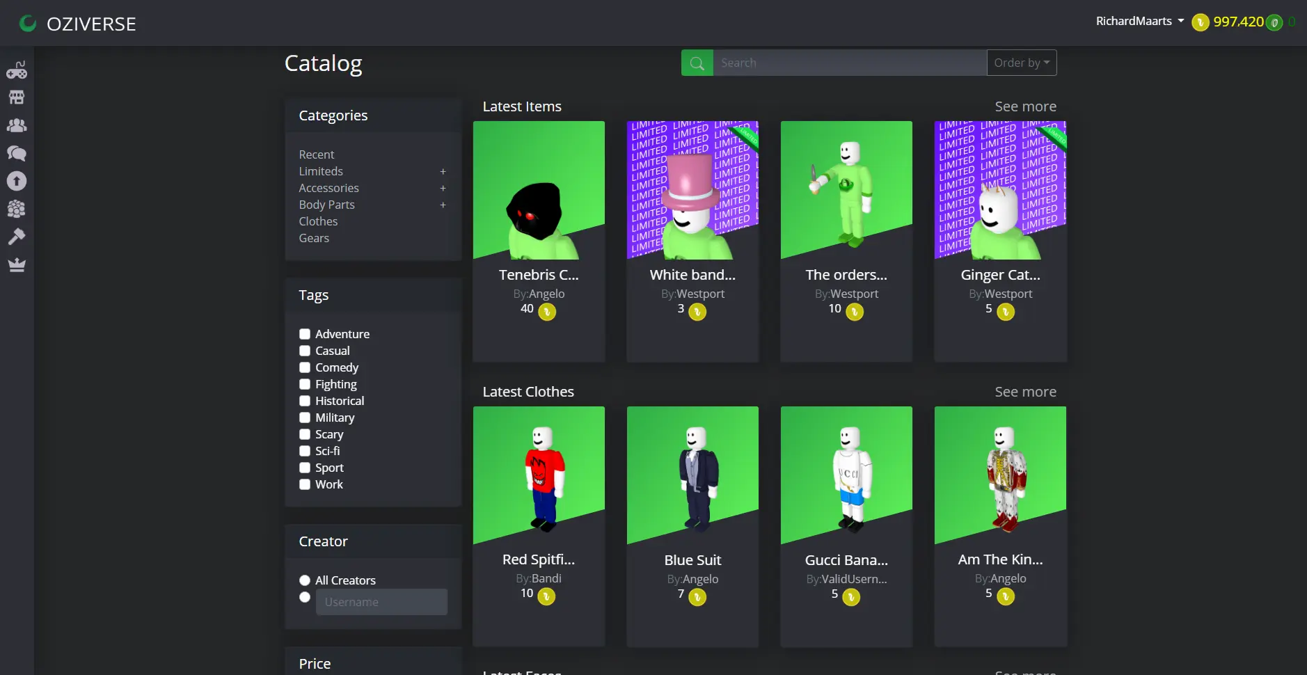 Avatar customisation shop